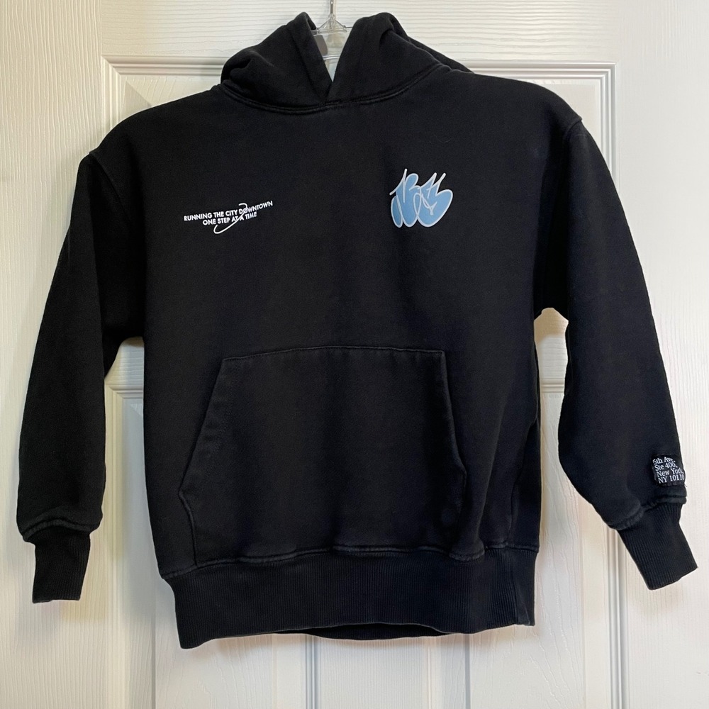 Kids‎ Zara Black Hoodie Running The City Downtown Graphic Print Size 9-10